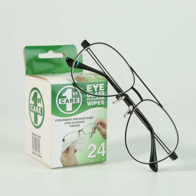 Bulk lens cleaning wipes production and packaging facility